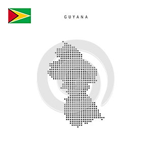 Square dots pattern map of Guyana. Guyanese dotted pixel map with flag. Vector illustration