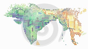 A square dots pattern map of India, designed with dotted pixels to form an abstract representation.