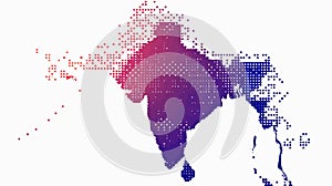 A square dots pattern map of India, designed with dotted pixels to form an abstract representation.
