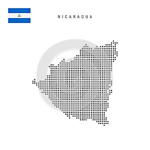 Square dots pattern map of Nicaragua. Nicaraguan dotted pixel map with flag. Vector illustration