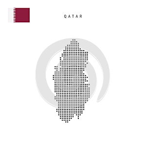 Square dots pattern map of Qatar. Qatari dotted pixel map with flag. Vector illustration