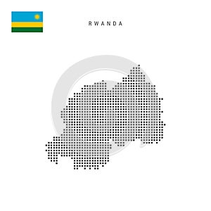 Square dots pattern map of Rwanda. Rwandan dotted pixel map with flag. Vector illustration