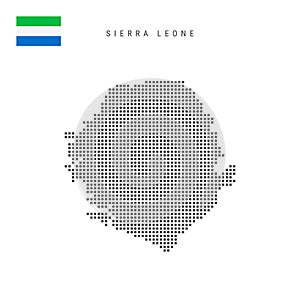 Square dots pattern map of Sierra Leone. Salone dotted pixel map with flag. Vector illustration