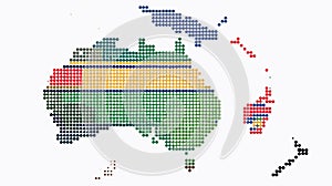 A square dots pattern map of South Africa, created using dotted pixels for a visually interesting map design.