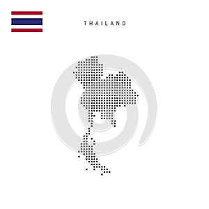 Square dots pattern map of Thailand. Thai dotted pixel map with flag. Vector illustration