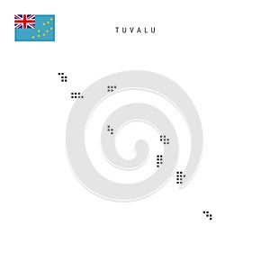 Square dots pattern map of Tuvalu. Ellice Islands dotted pixel map with flag. Vector illustration photo