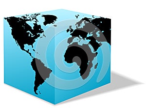 Square Earth globe box carton world