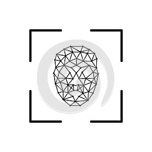 Square facial recognition identification scan line art vector icon for apps and websites - Vector