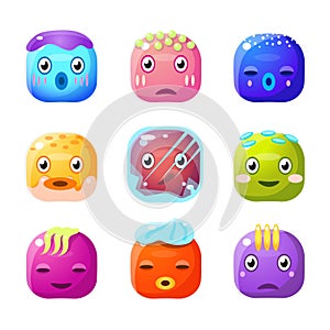 Square Fantastic Creature Face Emoji Set