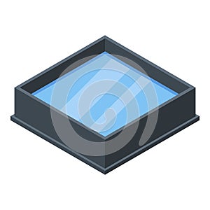 Square fish pool icon, isometric style