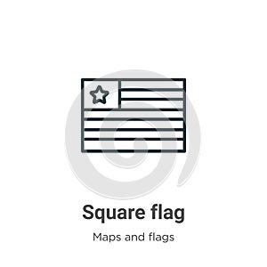 Square flag outline vector icon. Thin line black square flag icon, flat vector simple element illustration from editable maps and