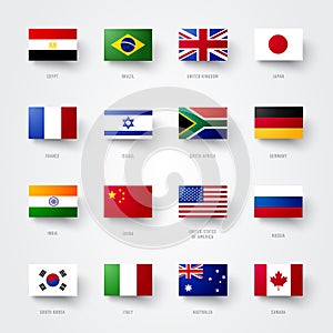 Square Flag Set From Differents Countrys Of The World