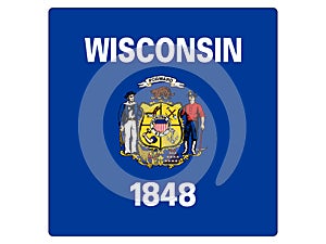 Square Flag of USA State of Wisconsin