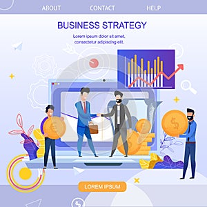 Square Flat Banner Business Strategy. Vector