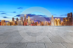 Square floor and Chongqing night city view