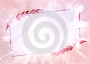 square floral Frame on light Watercolor paint abstract background. orange, beige, white and violet spot texture