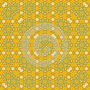 Square floral kaleidoscope spring yellow dandelion pattern