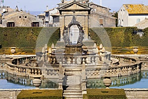 Square Fountain and Mannerist garden. Lazio, Italy.