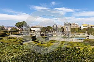 Square Fountain and Mannerist garden. Lazio, Italy.