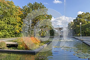 Square fountain with water jets