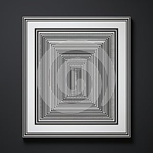 a square frame with a black and white striped pattern on it