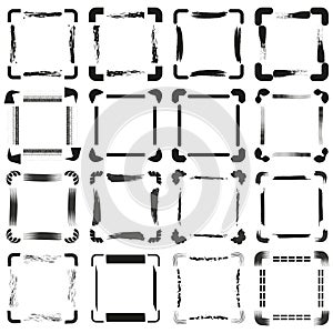 Square frame collection. Border element Vector. Abstract line pattern. Grunge texture design