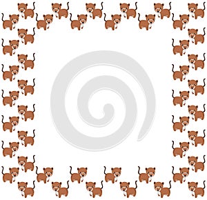 Square frame of cute cartoon South American noses with ruddy cheeks on a white background.