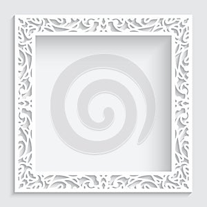 Square frame with cutout paper border pattern