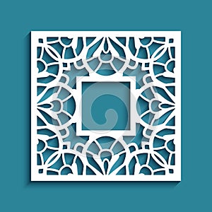 Square frame with cutout paper border pattern