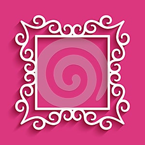 Square frame with cutout paper swirls