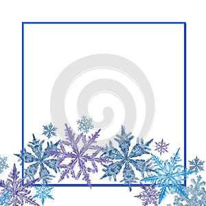 Square Frame Decorated with Snowflake Wreath.