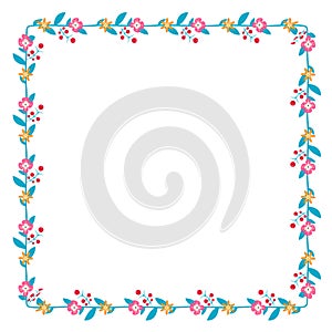 Square Frame flower frame wreath floral leaf borders colorful natural cute blossom