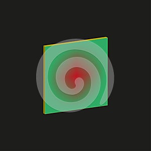 Square frame object. Abstract red green light. Bright Vector gradient. Black background illustration.