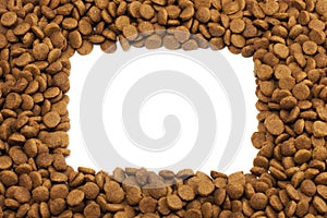 Square frame of pet (dog or cat) food for backgro photo
