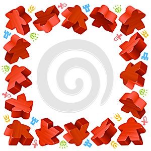 Square frame of red meeples