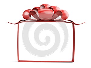 A square frame of ribbons and a red bow on top. Template for your design