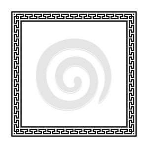 Square frame with seamless meander pattern, Greek key pattern border