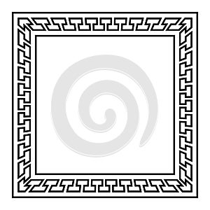 Square frame with seamless meander pattern and spatial effect