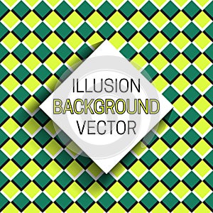 Square frame with shadow on illusion background of moving checkered pattern