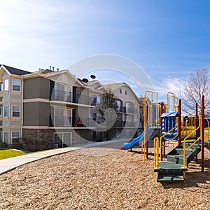 Square frame Small kids playground in an urban park