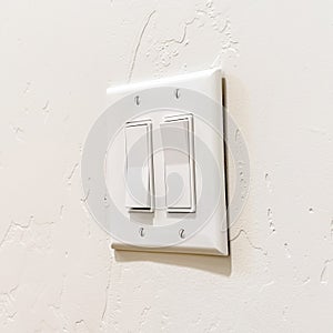 Square frame Wall mounted electrical rocker light switch with multiple flat broad levers