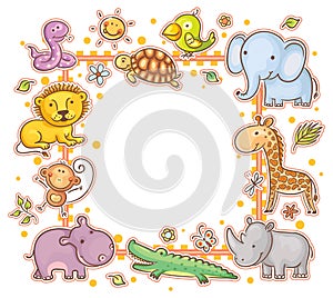 Square Frame with Wild Animals