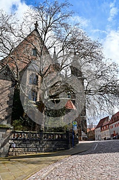 Square in front of Albrechtsburg in Meissen, Saxony, Germany