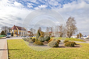 Square in front of the Church of the Exaltation of the Holy Cross. Lida city photo