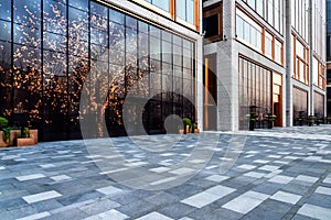 Square front of modern office buildings