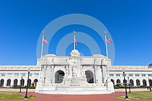 A square in front of the Union Station Building in Washington DC, USA.