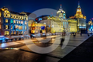 Square front of vintage architectures in Shanghai photo