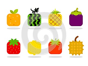 Square fruit set cartoon