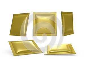 Square Gold foil heat sealed packet with clipping path