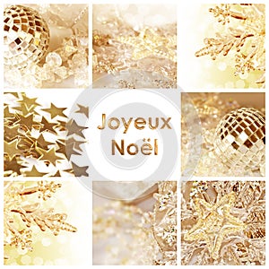 Square greeting card joyeux noel, meaning merry christmas in French